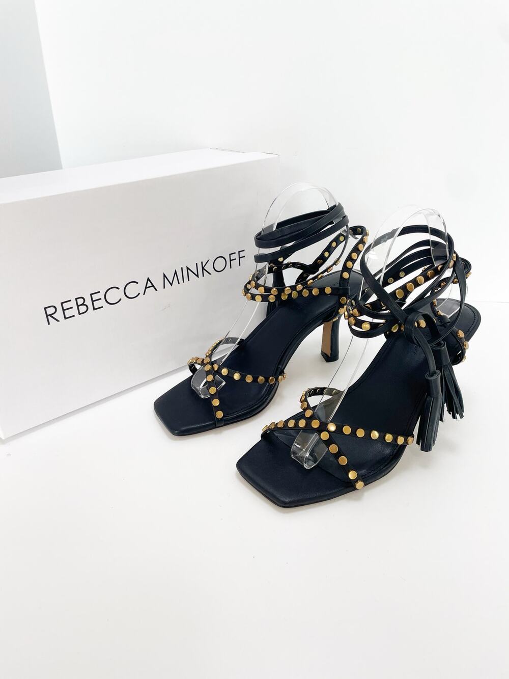 Rebecca Minkoff Avila Sandals Womens Size 8M Black Leather Studded